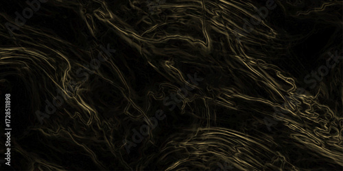 Dark Abstract Background with Swirling Golden Lines and Textured Surface Evoking Natural Stone or Wood Grain