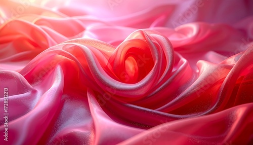 Soft, vibrant pink silk drapes