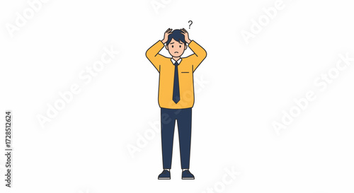 Confused Young Businessman With Question Mark Above His Head