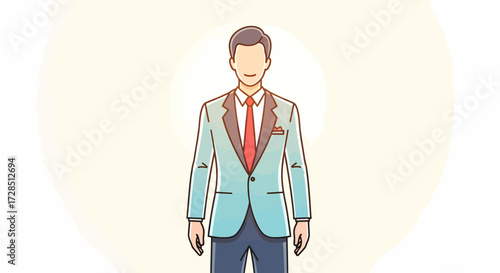 Faceless Businessman In Formal Suit Standing Confidently Illustration