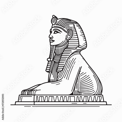 Simple Egyptian sphinx statue logo vector design icon symbol illustration