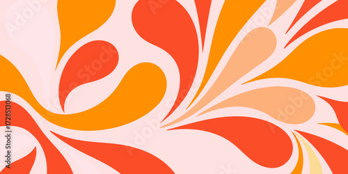 Abstract flowing organic shapes in warm orange and pink tones creating a retro psychedelic pattern