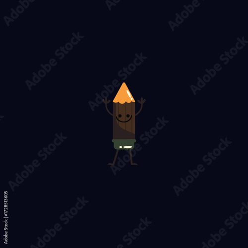 Cartoon Pencil Character Illustration – Creativity, Art, and Education Concept