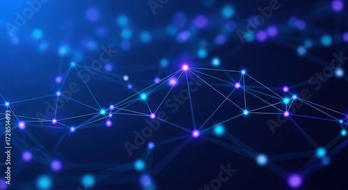 Abstract network structure with glowing nodes and connections, creating a futuristic and technological feel for digital communication and innovation