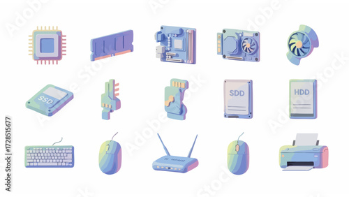 Computer Component Icon Set