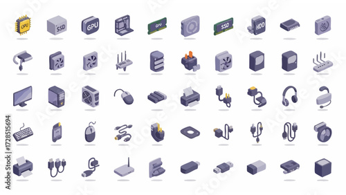 Computer Component Icon Set