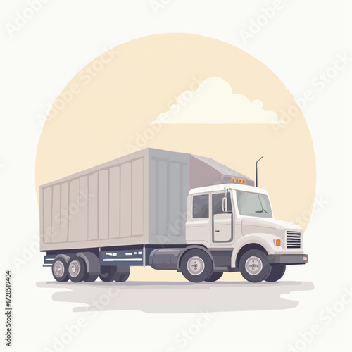 Illustration of a white semi-truck and trailer on a light background, ready for delivery