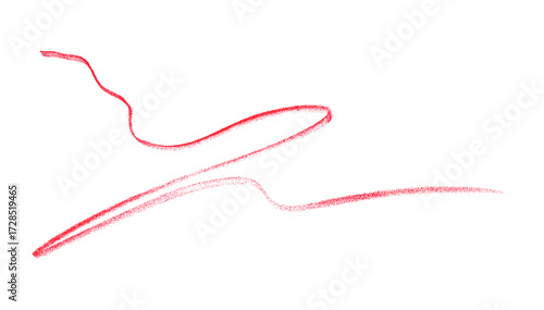 Hand drawn red pencil lines, circles, stripes and squiggly lines on transparent background.