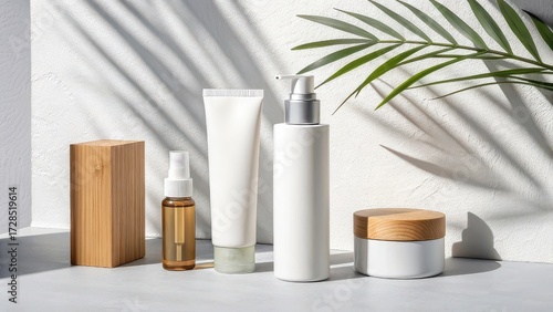 Wallpaper Mural Minimalist cosmetic product assortment display Torontodigital.ca