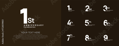 Anniversary logo set vector design, white color for celebration event