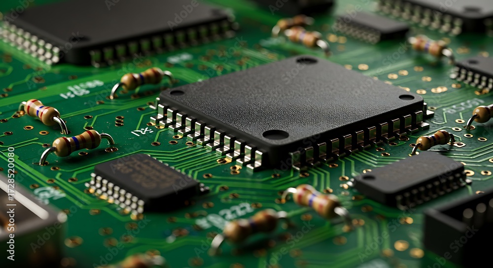 Obraz premium Closeup circuit board components