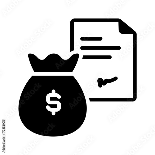 Vector solid black icon for Loan