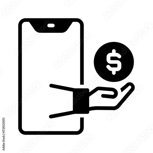Vector solid black icon for Mobile loan