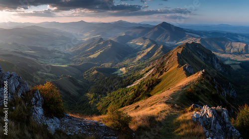 Panoramic view of the mala fatra mountains in slovakia during a sunny day