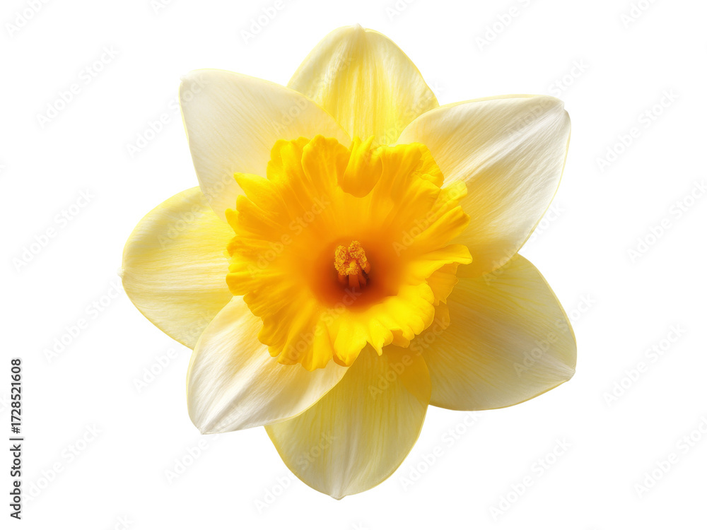 Fototapeta premium Single yellow daffodil flower isolated on black background, Isolated On White Background, Png Transparent