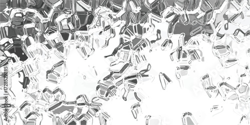 Abstract geometric composition in grayscale with reflective surfaces illustrating complex patterns and design elements