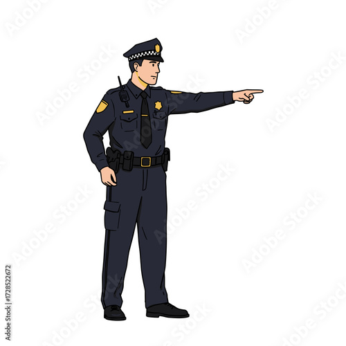 Police officer gesturing while directing traffic in uniform  