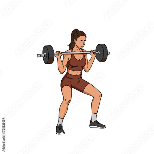 Woman lifting weights while exercising in fitness attire indoors  