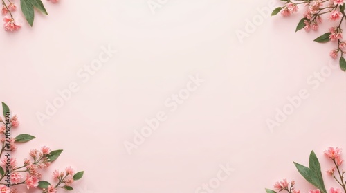 Soft Pink Background with Delicate Cherry Blossom Floral Arrangement for Spring or Wedding Inspiration