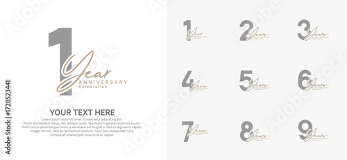 Anniversary logo set vector design, gray color for celebration event