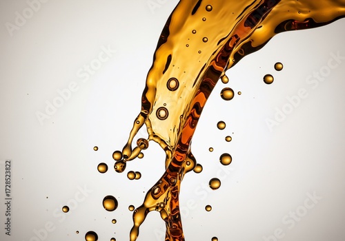 Flowing Amber Liquid Droplets