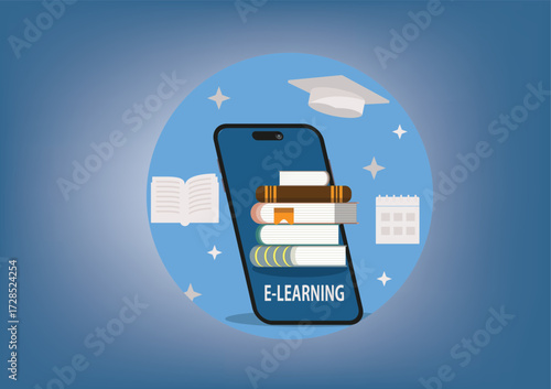 Online courses e-learning vector banner,digital education through internet 