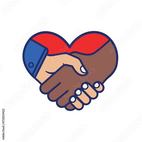 Heart Shaped Handshake Symbol of Unity and Love