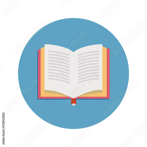 Open Book Reading Knowledge Flat Colorful Round Education Vector Icon