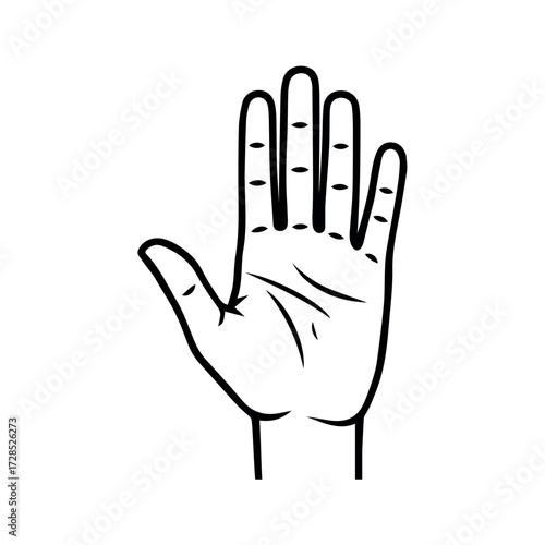 Outline of a Hand Showing Palm and Fingers