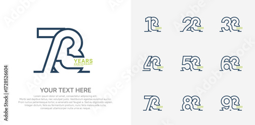 Anniversary logo set vector design, black and green color for celebration event