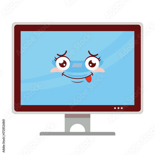 computer doubt face cartoon cute