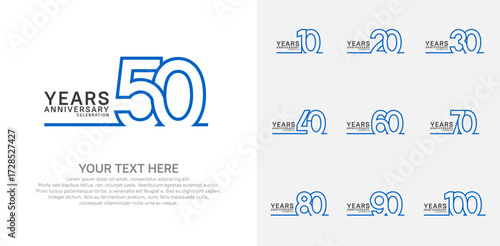 Anniversary logo set vector design, purple and black color for celebration event