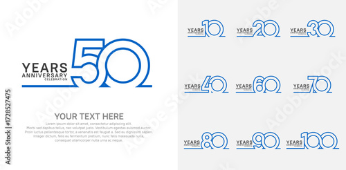 Anniversary logo set vector design, purple and black color for celebration event