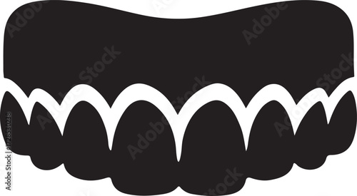 Silhouette of an invisible aligner icon, ideal for dentistry, orthodontics, and oral care designs.