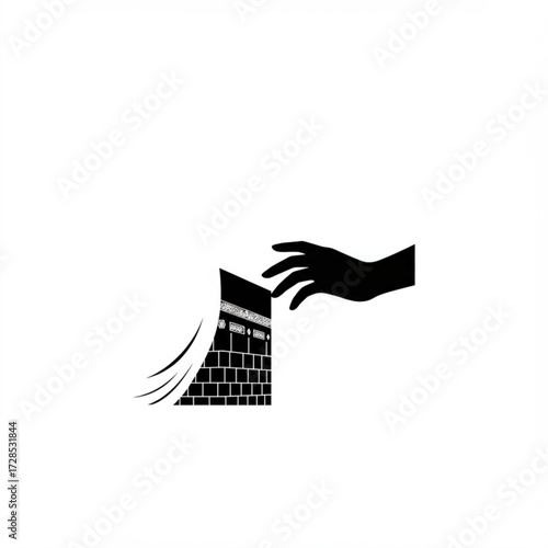 Abstract Hand Reaching for Kaaba Illustration