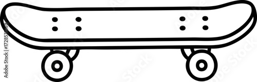 Stylized Skateboard Illustration with Wheels and Deck Details