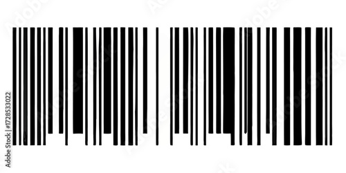 A high-resolution black and white barcode illustration with clean vertical lines of varying thickness and clear numeric digits below, isolated on a transparent background, crisp vector style suitable 