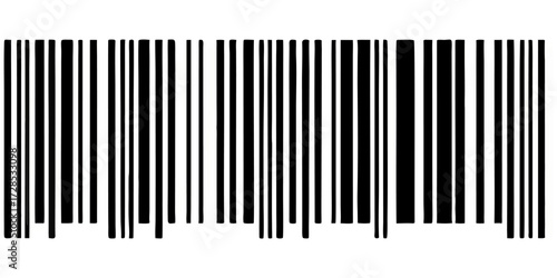 A high-resolution black and white barcode illustration with clean vertical lines of varying thickness and clear numeric digits below, isolated on a transparent background, crisp vector style suitable 