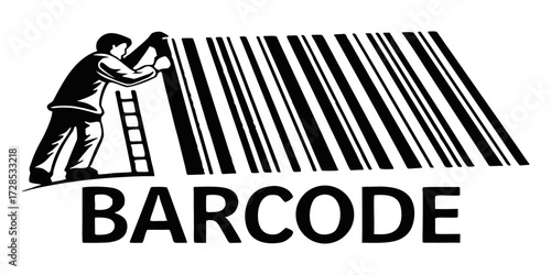 A high-resolution black and white barcode illustration with clean vertical lines of varying thickness and clear numeric digits below, isolated on a transparent background, crisp vector style suitable 