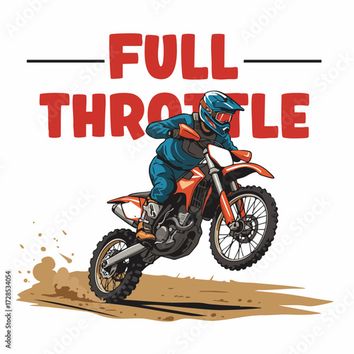 Dynamic Hand Drawn Dirt Bike Full Throttle Extreme Sport Illustration