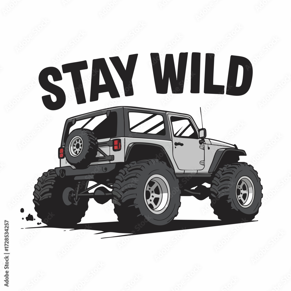 Naklejka premium Cartoon Style Detailed Off Road Adventure Vehicle Illustration