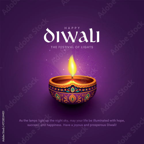 Happy Diwali festival of lights, holiday Background, Diwali celebration greeting card, creative vector illustration design.