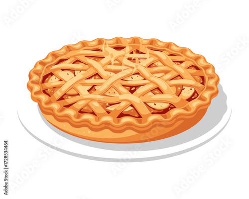Freshly Baked Apple Pie Vector Illustration – Homemade Dessert Design