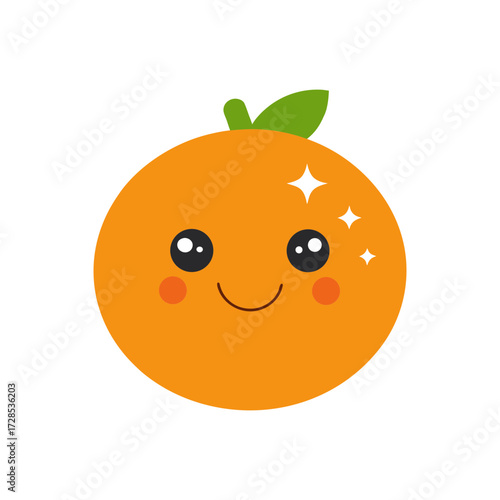 Cute happy orange fruit face smiling