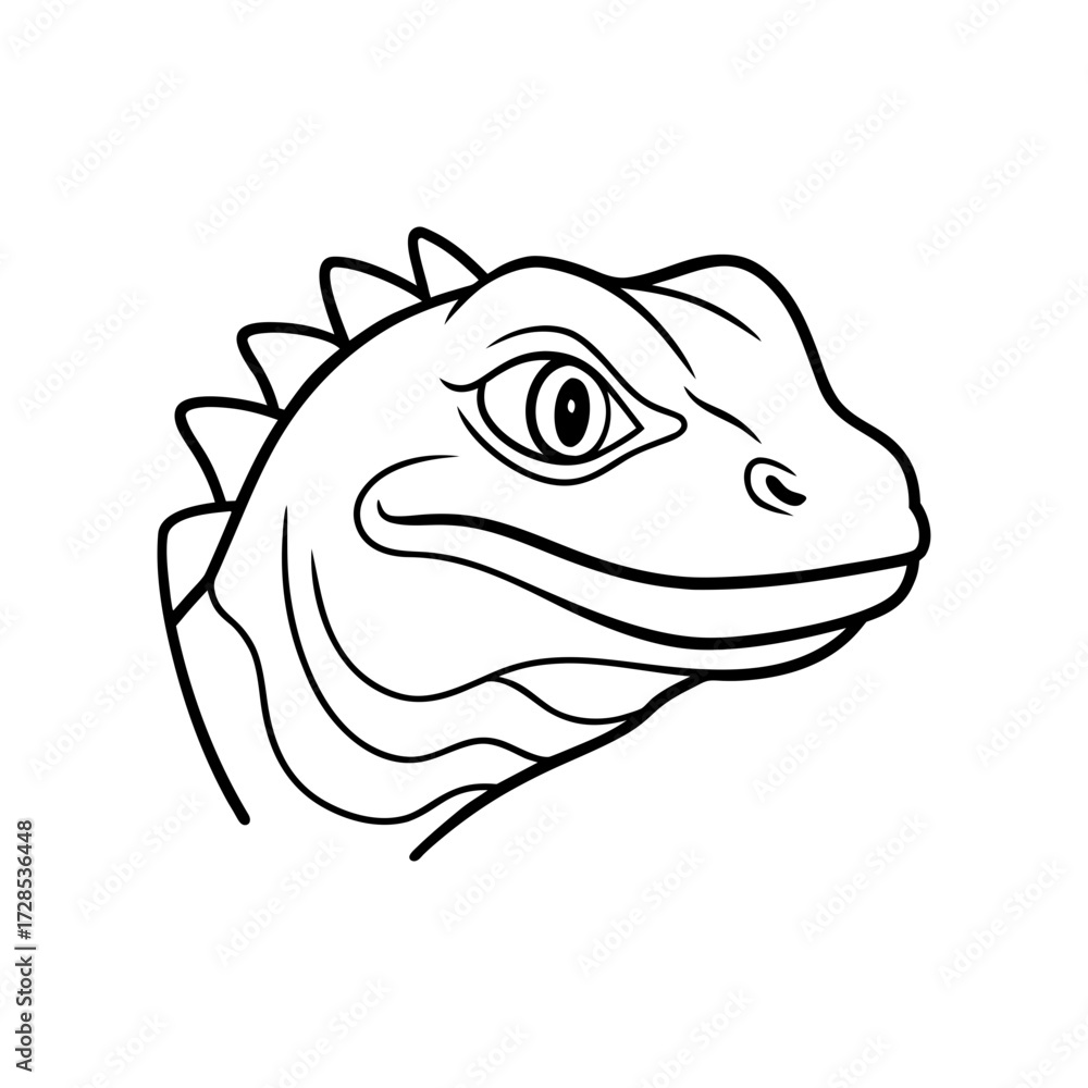 Obraz premium Cartoon iguana head simple line drawing art