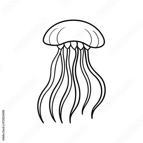 Simple outline drawing of a floating jellyfish