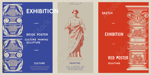 Canvas-taulu Art exhibition posters featuring classical sculpture and architectural elements