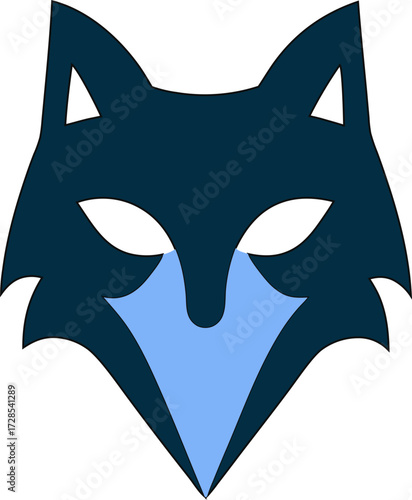 Fox, wolf, jackal face mask silhouette vector, ideal for gaming avatars, festival graphics, animal logos, and creative tattoo art.