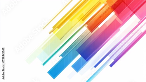 bold geometric arrows in rainbow gradient aligned diagonally with intersecting overlaps and clean negative space on white