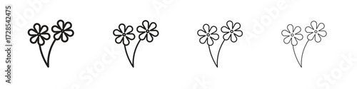 two flowers icon outline trend modern simple versions